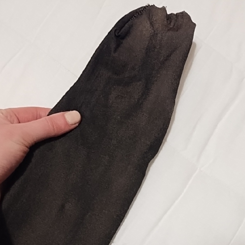 Women's Black Sheer Fleece-Lined Winter Tights - Picture 4 of 8